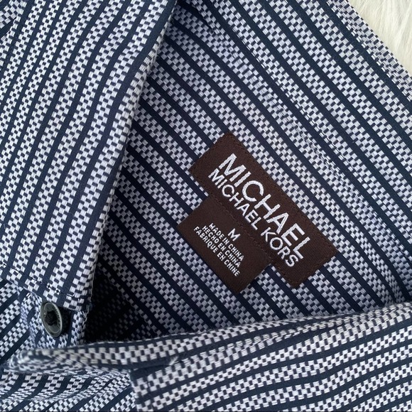 Michael Kors striped navy slim button down mens medium - Picture 3 of 6